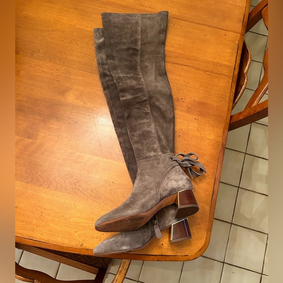 Tory Burch - Tan Suede Over-The-Knee Ankle-Tie Boot (Gigi) - Picture 6 of 12